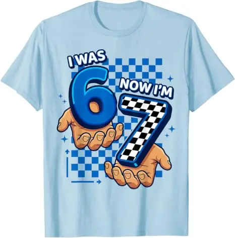 Ich war 6, jetzt bin ich 7. 7. Geburtstag 6 7 Geburtstag Jungen T-Shirt Y2k Mode 67 Six Seven Grafik-Bekleidung Rennsportliebhaber Weiches Baumwoll-T-Shirt – Detail 17