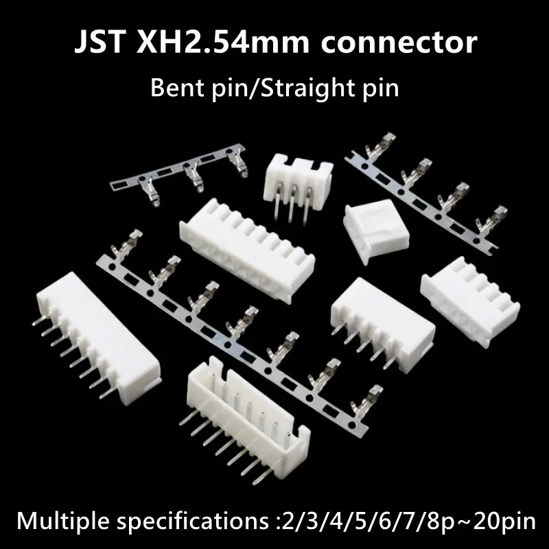 50/100 Set JST XH2.54 2/3/4/5/6/7/8/9p/10/12/14/16 Pin 2.54mm Terminals Plastic Shell Male Plug + Female Socket Wire Connector