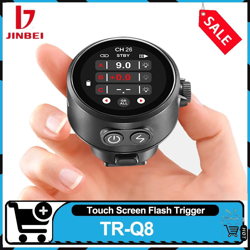 

JINBEI TR-Q8 HSS TTL беспроводной триггер вспышки с сенсорным экраном триггер вспышки для универсальной камеры с горячим башмаком
