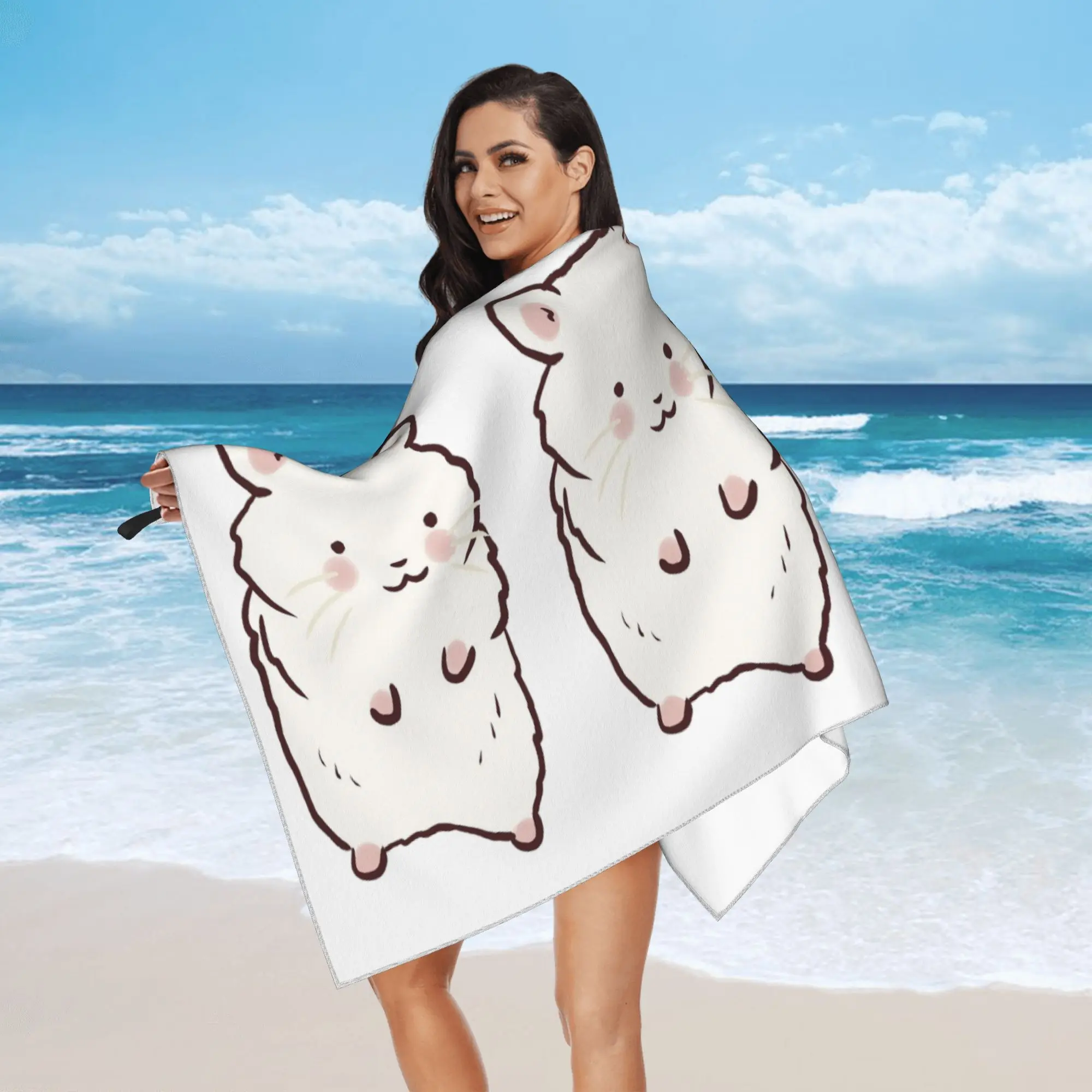 Cute Hamster drawing  Beach Towel Soft Microfiber Quick Dry Absorbent Quick Towels For Mountain Climbing