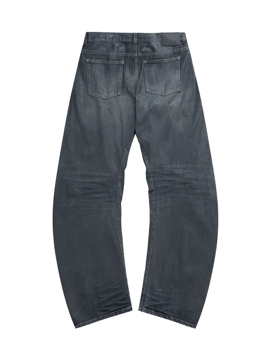 AC 25FW washed old 2006M brushed wax coated wide leg scimitar jeans