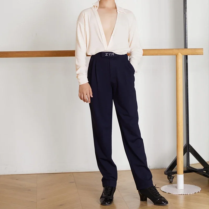 男性ラテンダンスパンツボーイズ男性ラテンダンスウェアチャチャルンバ社交ダンス競技服練習ズボンNV21755