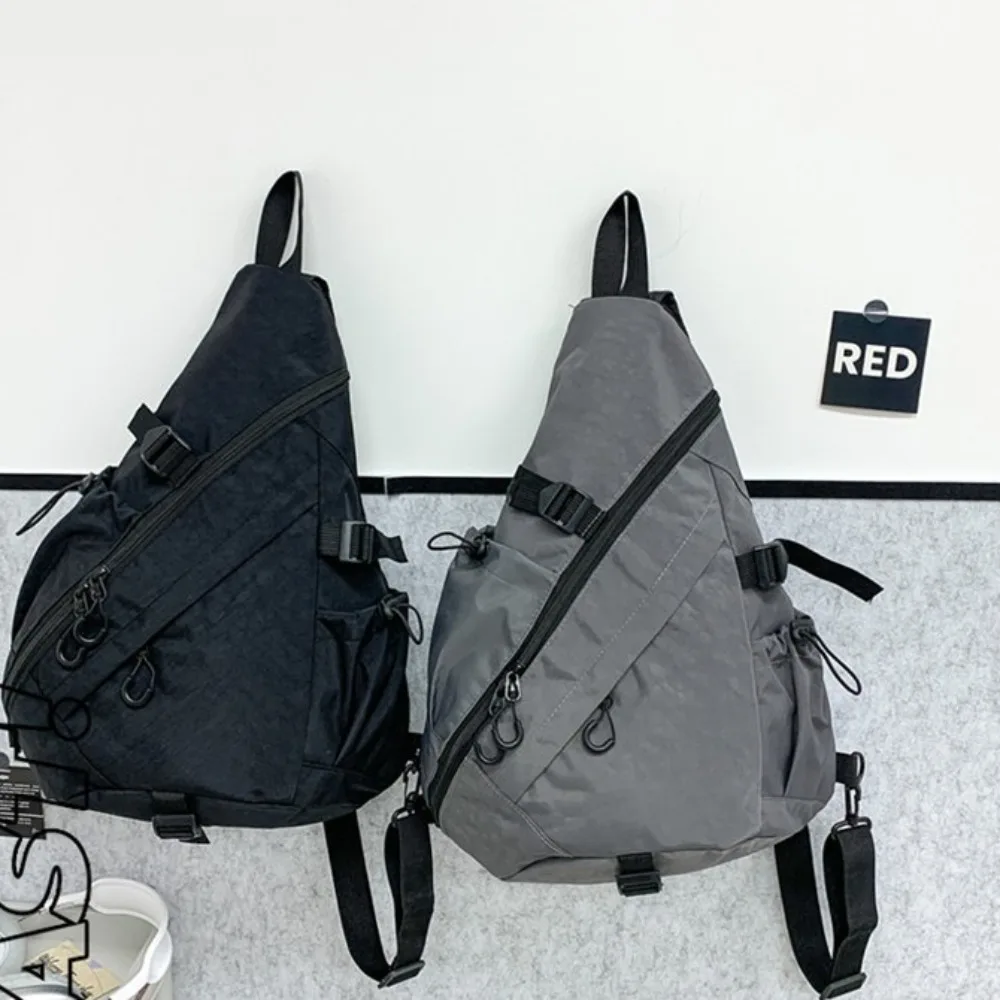 Solid Color Men's Chest Bag Multiple Pockets Large Capacity Oxford Cloth Shoulder Bag Adjustable Shoulder Korean Style