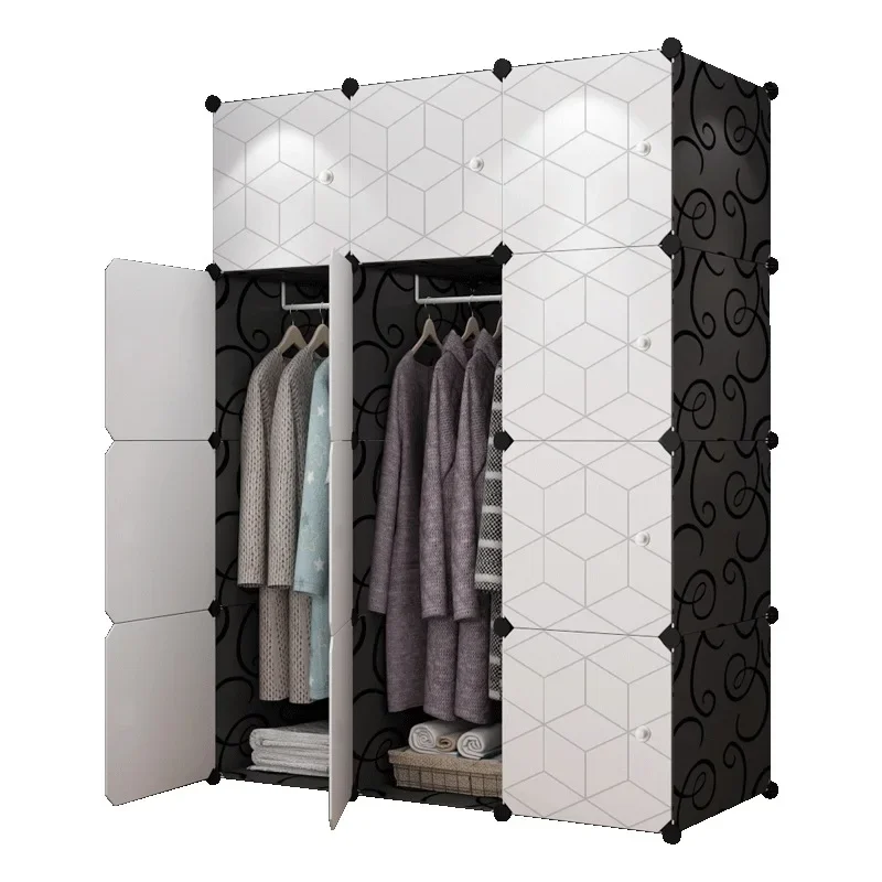 Simple wardrobe assembly storage cabinet hanging clothes combination plastic simple modern wardrobe