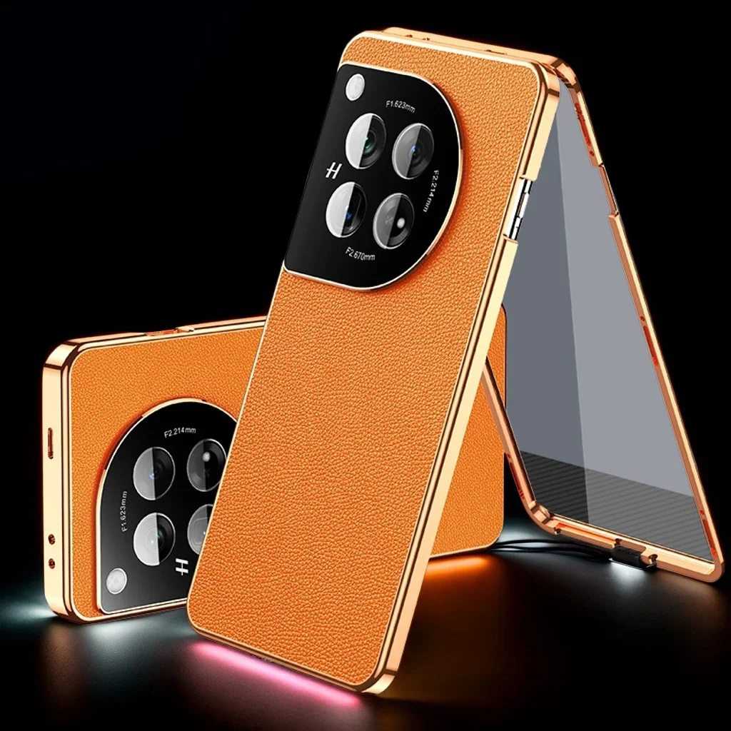 

Double Sided Tempered Glass Leather Phone Cover for OnePlus 11 11R 12 12R 13T Nord CE 4 Lite 5G Shockproof Protect Bumper Case