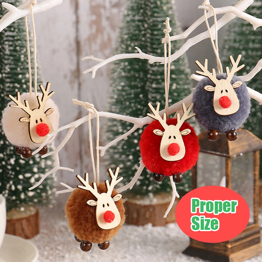 

4Pcs Christmas Deer Hanging Ornaments Cute Xmas Tree Decorations Festive Holiday Party Props Xmas Pendants Christmas Decorations