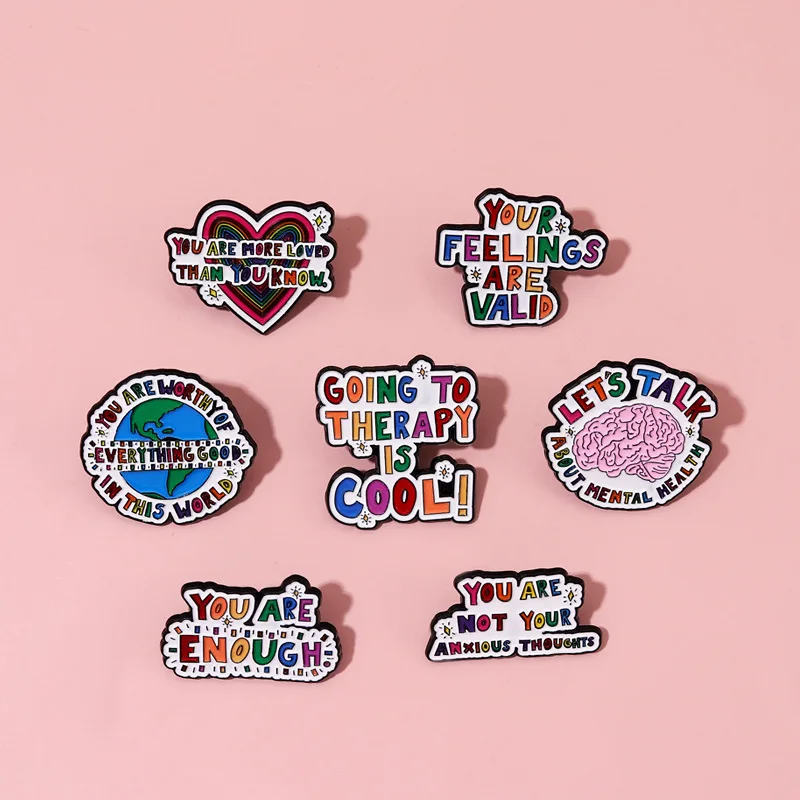New Product Creative Colorful English Short Sentences Alloy Breast Needle Clothing Bag Hat Decoration Button Pin Emblem