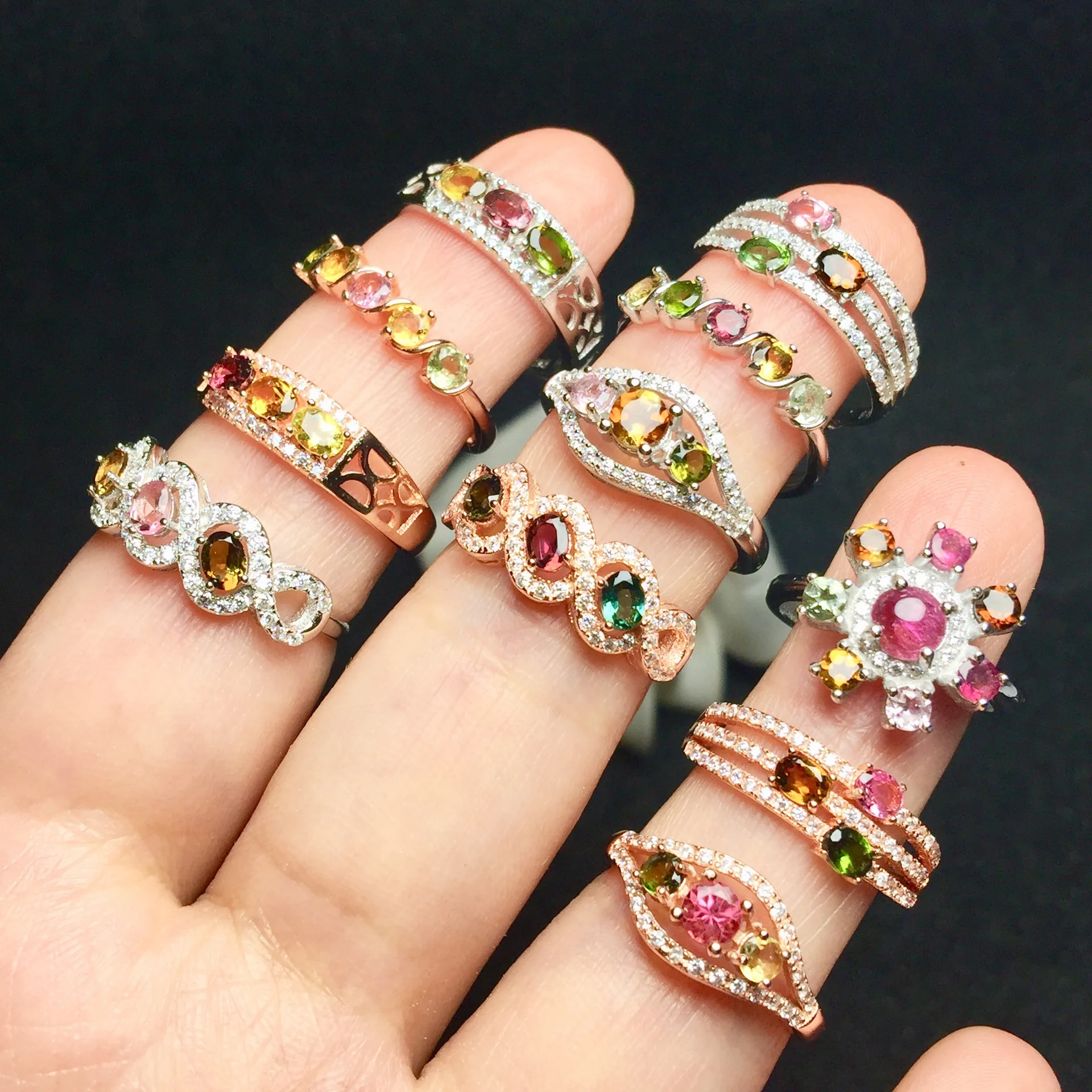 

Guangzhou Panyu Factory Jewelry Wholesale 925 Sterling Silver Natural Tourmaline Gemstone Ring