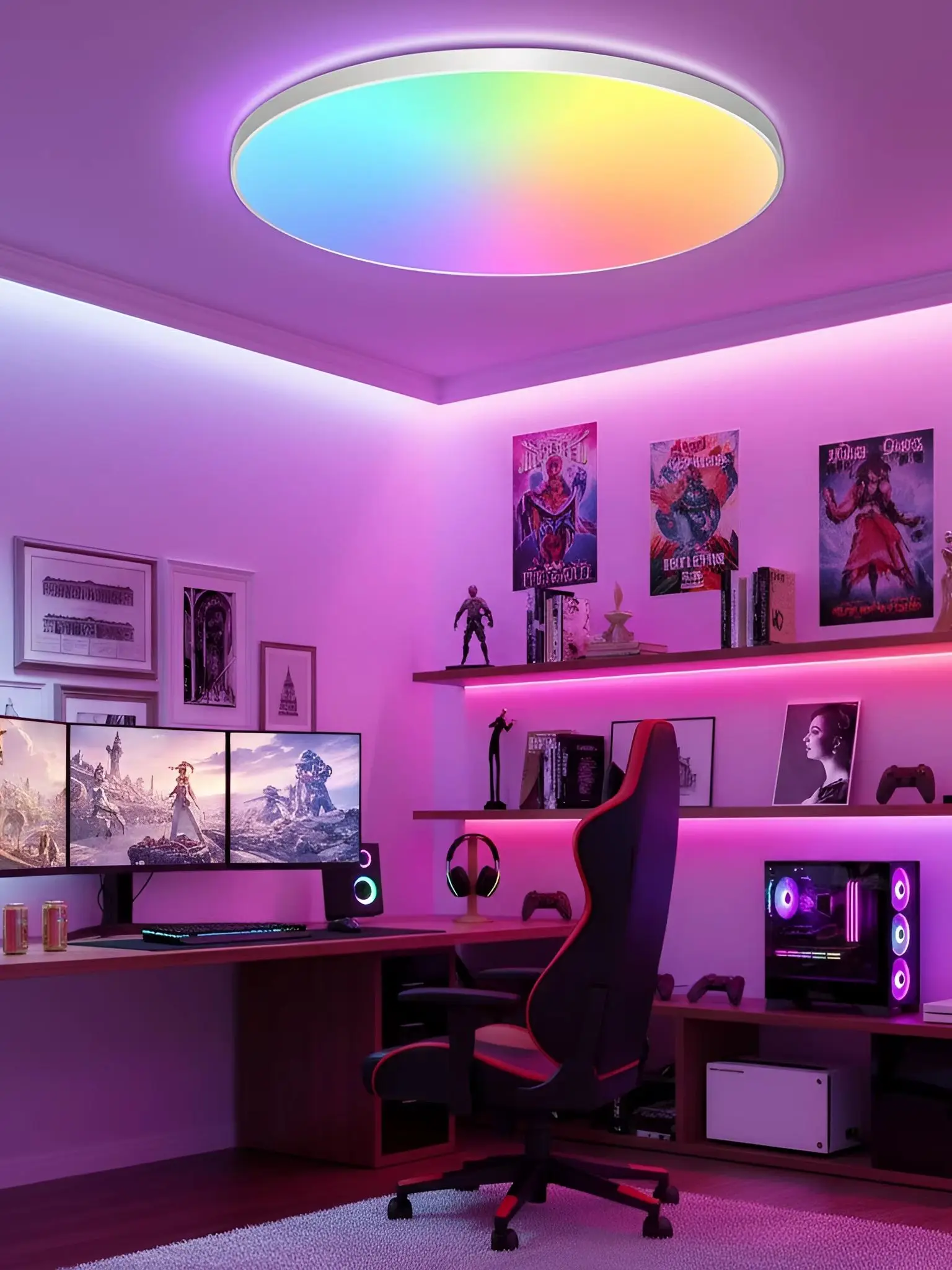 24W Intelligente RGB LED-Deckenleuchte, 16 Millionen Farbwechsel, Dimmbar mit Fernbedienung & App für Schlafzimmer Wohnzimmer, 30cm