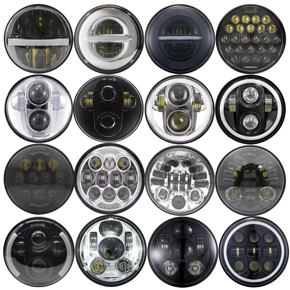 5,75 inch motorfiets LED-koplamp Faro Moto Light Halo White DRL Angel Eyes voor Dyna Sportster Softail 5 3/4 