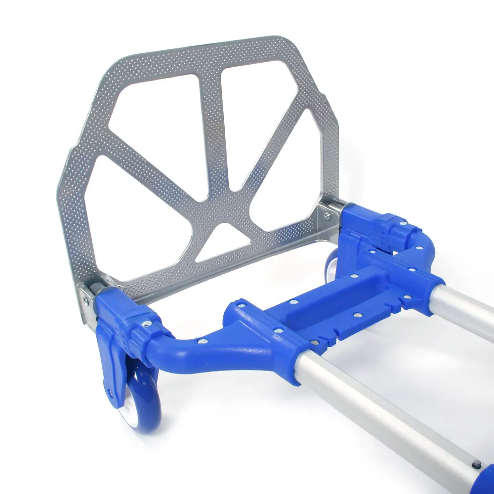 Portátil dobrável alumínio carrinho dobrável, Dolly Push Truck Trolley, azul