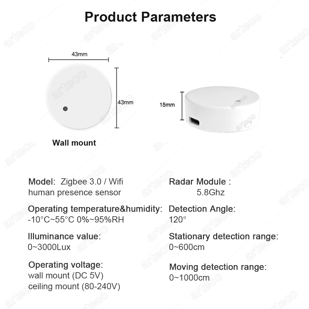 ZigBee WiFi MmWave Menschliche Anwesenheit Bewegungssensor Radar MicroWave Menschlicher Detektor Bewegungsmelder Tuya Smart Life Home Automation