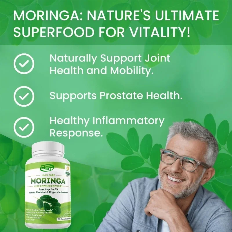 OF Moringa powder organic. Spicy wood leaves. Energy, metabolism, and immune support