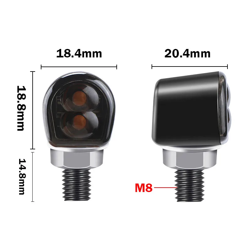 8Mm Mini Motorfiets Led Richtingaanwijzers Knipperlichten Amber Flasher Signaallamp Intermitentes Moto 12V Voor Cafe Racer