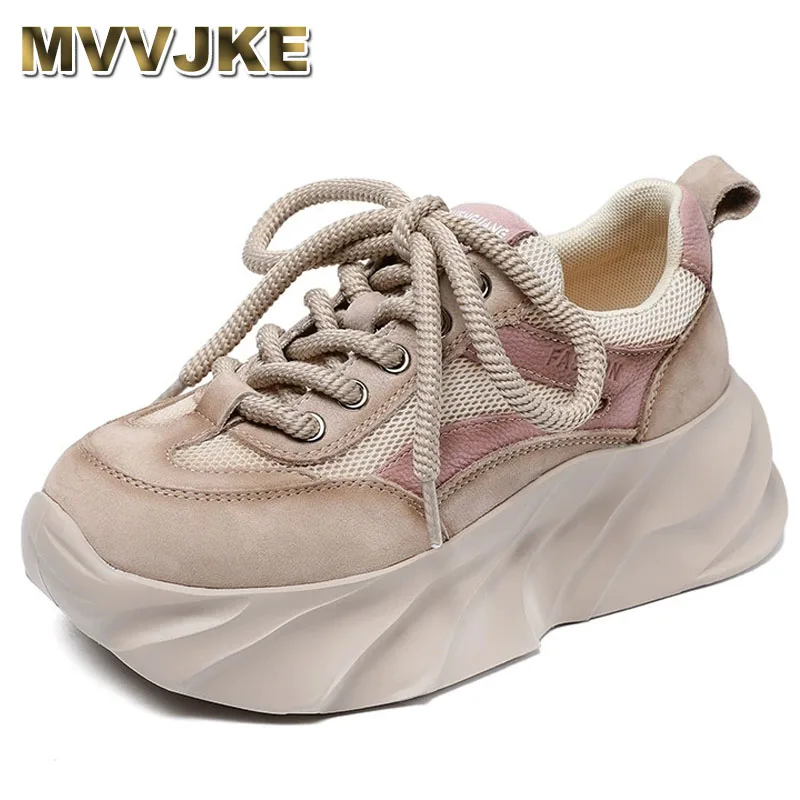 

5.5cm Platform Sneakers for Women Wedge Heel Women Casual Shoes Chunky Sneakers Fashion Shoes Heeled Genuine Leather