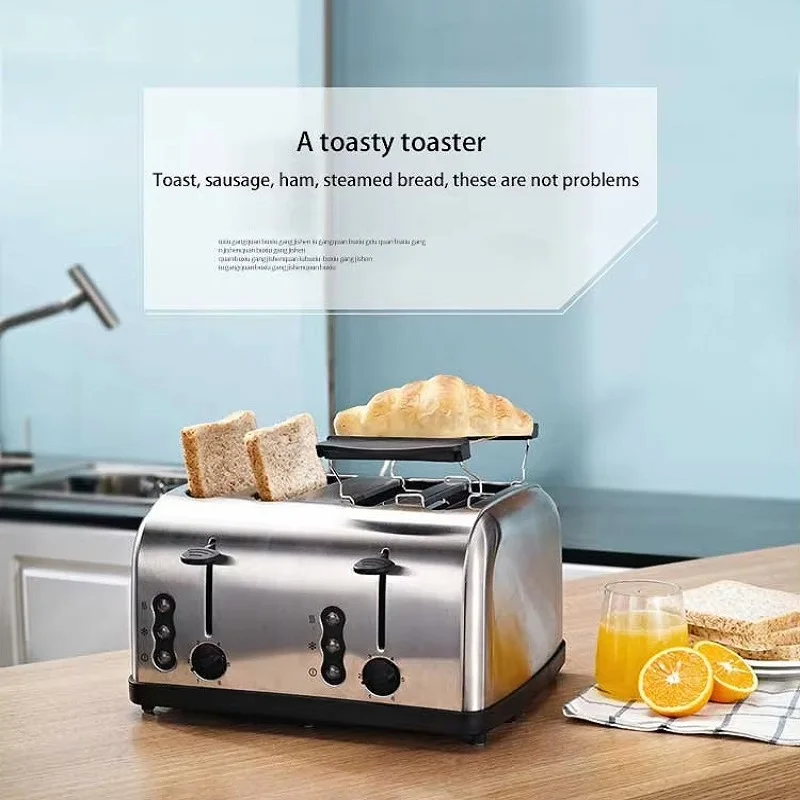 

Тостер для сэндвичей, 4-ломбовый электрический тостер для хлеба в стиле ретро из нержавеющей стали