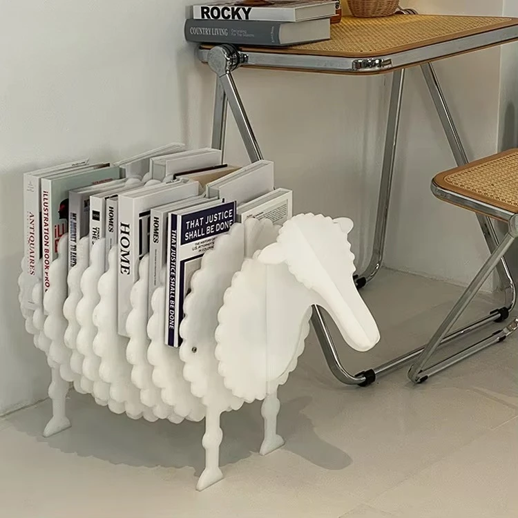 Modern Creative Children's Room Sheep Bookshelf Living Room Bedroom Decoration Animal Shape Plastic Storage Rack