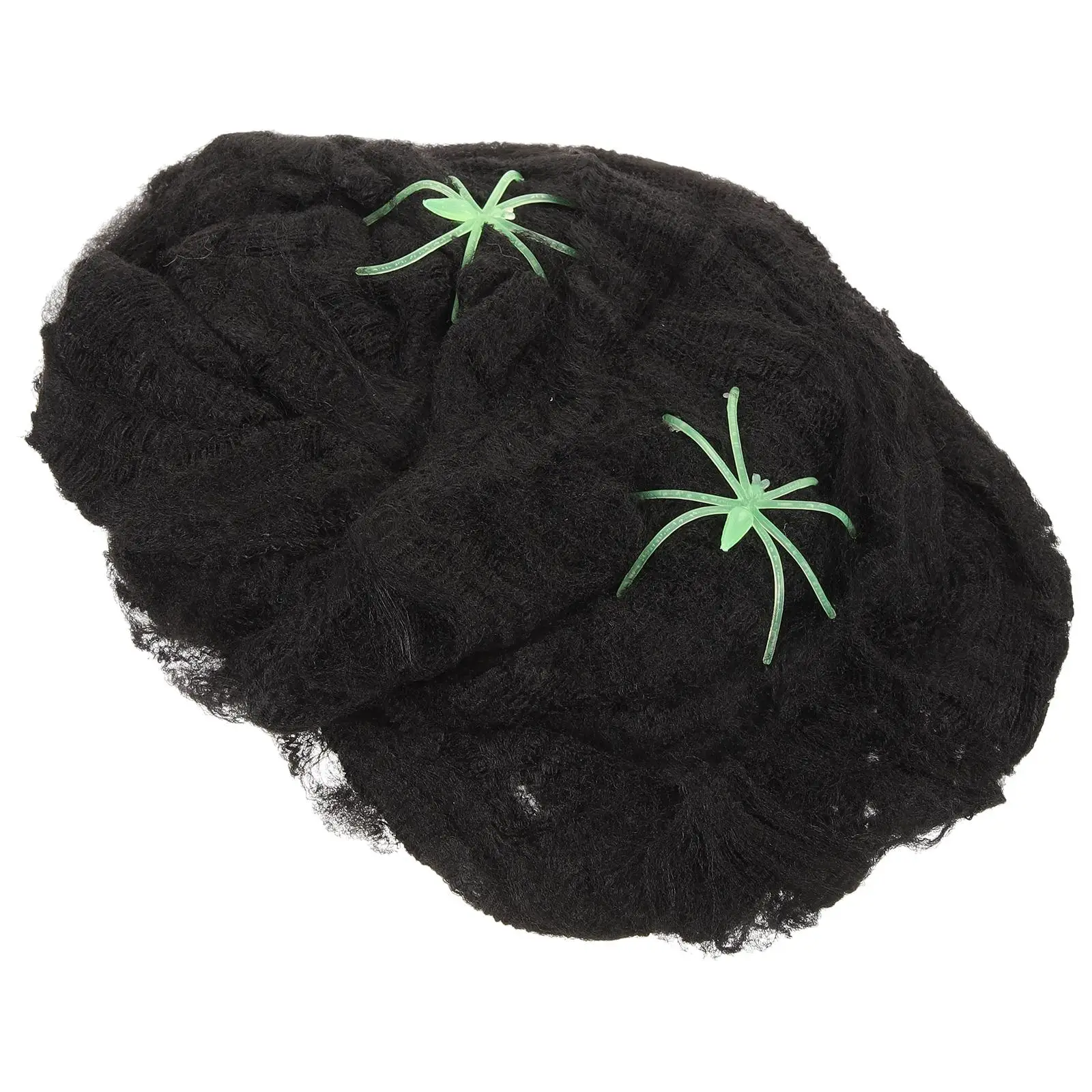 2 oggetti di scena per ragnatela di Halloween 2 ragni 20 g Rete di cotone nero per forniture festive Decorazione ragnatela