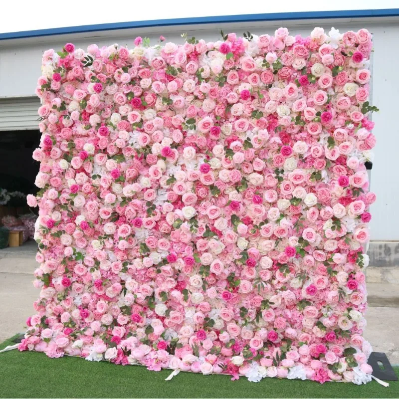 ساعة المشاهير على الإنترنت في جدار وردي مقلد، جدار خلفية الزفاف، جدار تزيين النوافذ