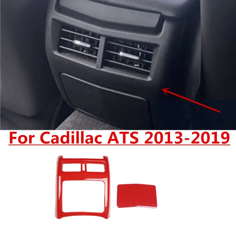 2X Red Carbon Fiber Rear Air Outlet Vent Panel Cover For Cadillac ATS 2013-2019