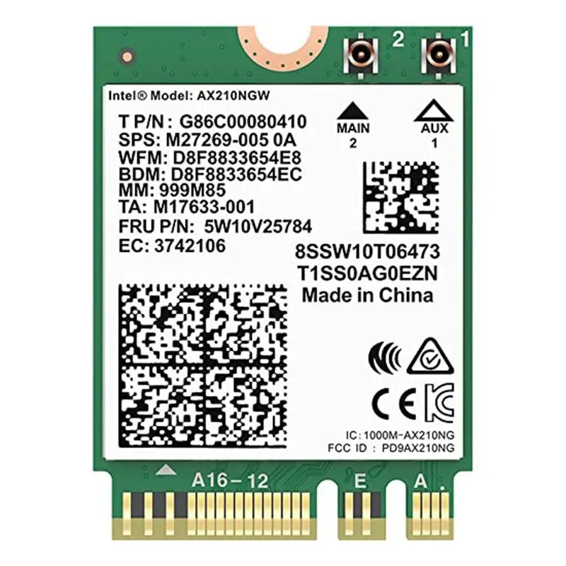 

A01E-AX210NGW Wifi Card, Wi-Fi 6E 11AX Wireless Module Expand To 6Ghz MU-MIMO Tri-Band Internal Network Adapter+Bluetooth 5.2