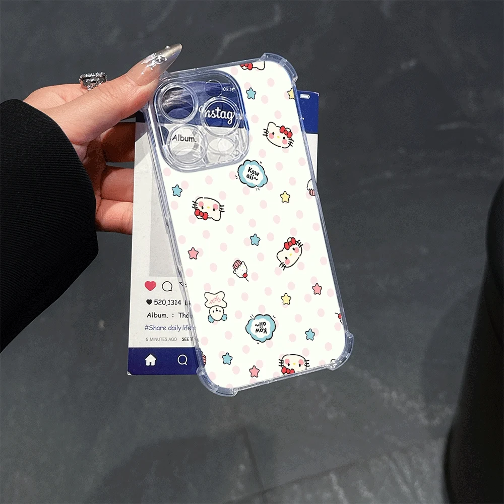 

Мягкий чехол для телефона Sanrio KT для IPhone 15 Pro Max IPhone 16/15/14/13/12/11/x/xs/xs Max, женские чехлы для телефонов Hellokitty Fashion