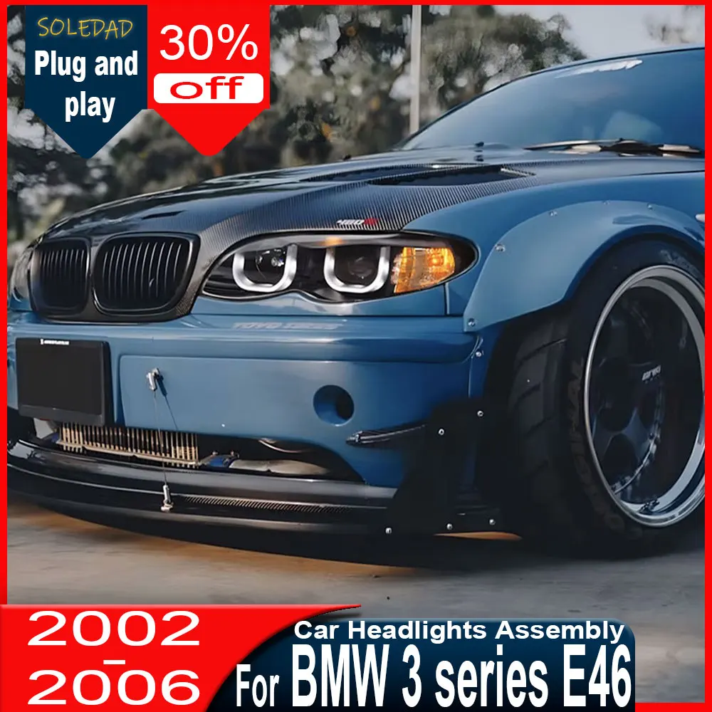 Car Styling for BMW E46 Headlights 2001 2002 2003 2004 2005 2006 car Headlight DRL Head Lamp Angel Eye Accessories