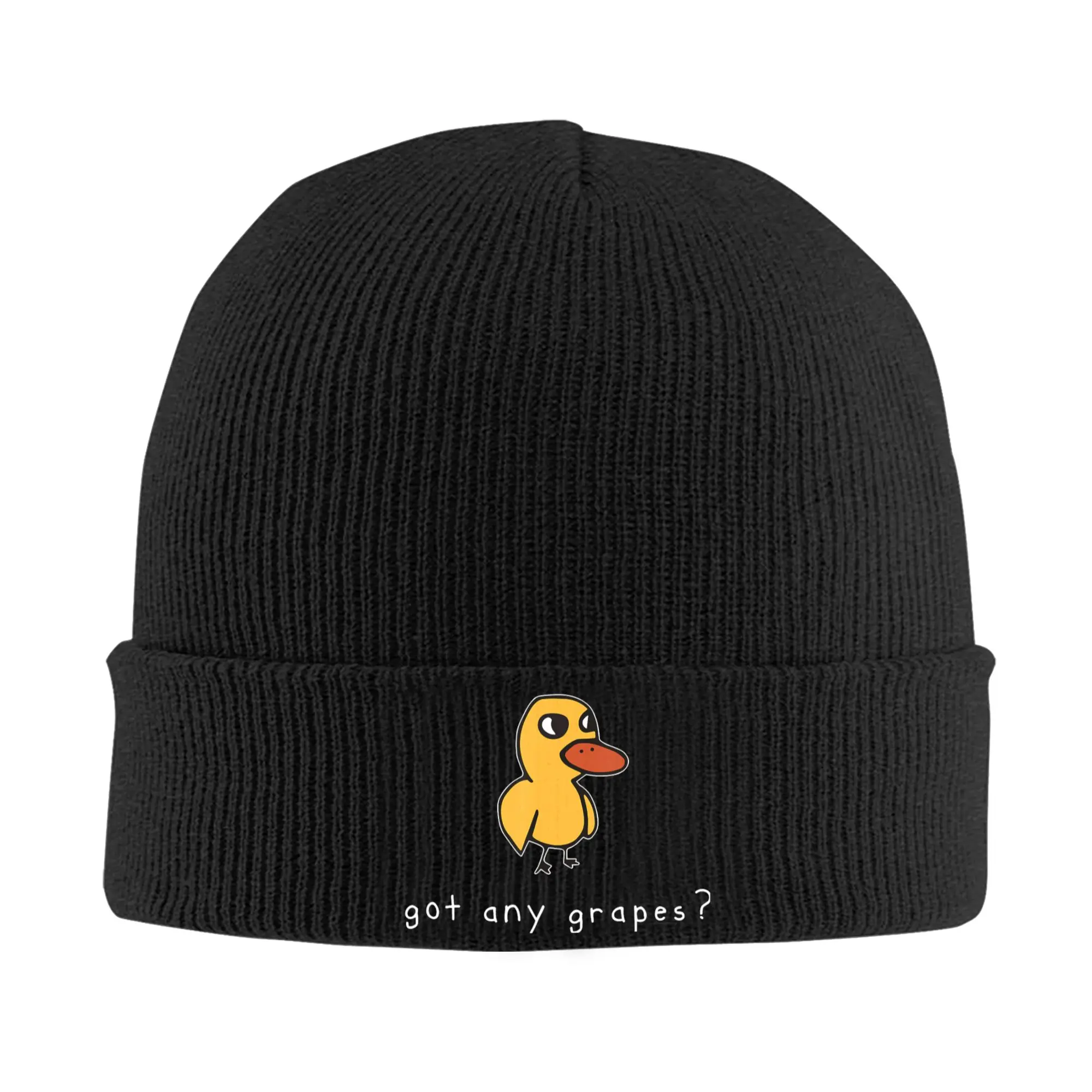 Funny Duck Got Any Grapes Summer Humor Design Beanie Hats  Bonnet Hats Adult Unisex Street Y2K Hippie Knitting Hat Autumn Caps