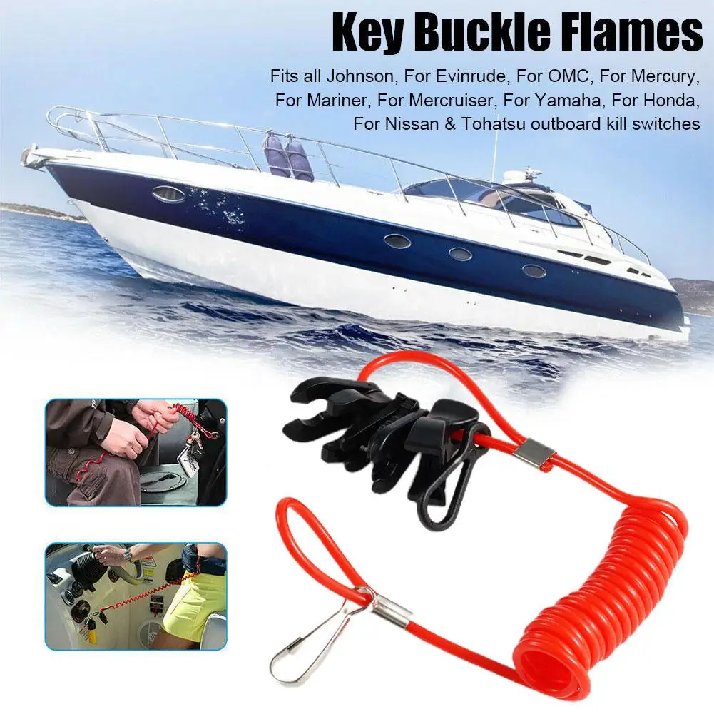 Boat Outboard Switch Engine Motor Lanyard Kill Urgent Stop Button Safety Connector Cord Compatible For Yamaha Suzuki Honda