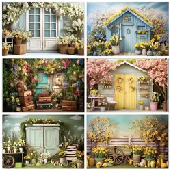 Spring Garden Flower House Background Girl Child Birthday Party Cake Smash Portrait Photography Backdrops Photo Studio Props