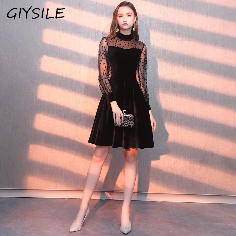 

Elegant Velvet Evening Dress A- Line Dresses Customized Long Sleeves Party Gowns Wedding Party Formal Dress Vestidos De Fiesta