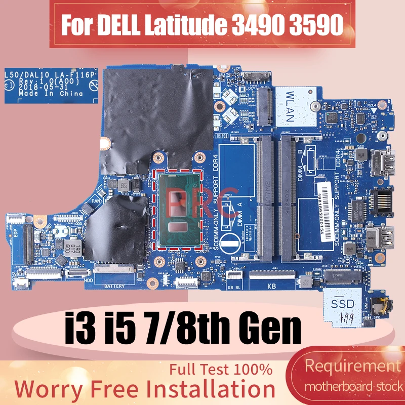 LA-F116P For DELL Latitude 3490 3590 Laptop Motherboard i3-8130U i5-7200U i5-8250U 08M4FC 0CXRM1 05NDV7 Notebook Mainboard