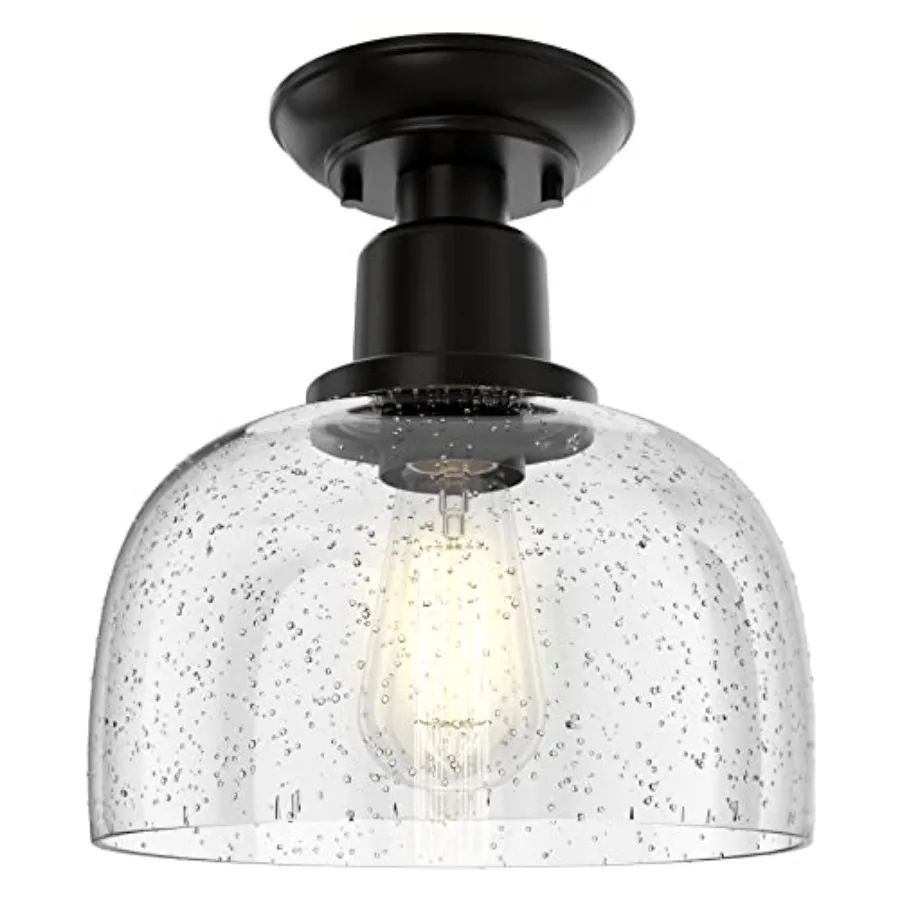 

Semi Flush Mount Ceiling Light, Modern Light Fixture with Seeded Bubble Glass Shade, Oil Rubbed Bronze Finish for Hallway Corri