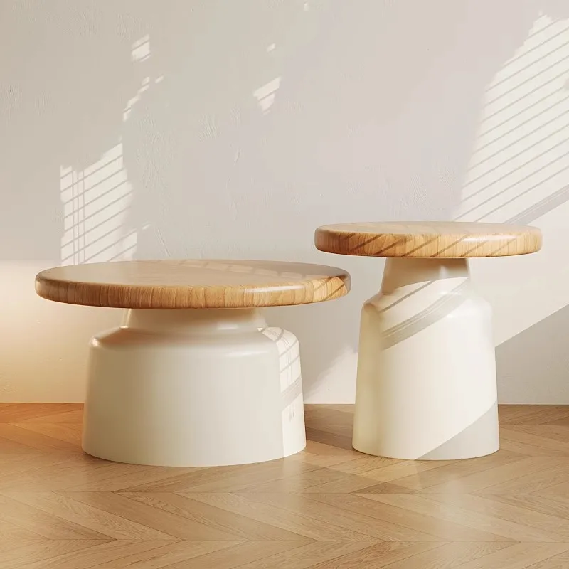 

Customizable Creamy Wind Apartment Coffee Table Iron Round Homestay Coffee Tabl Living Room Household Small Apartment Simplicity