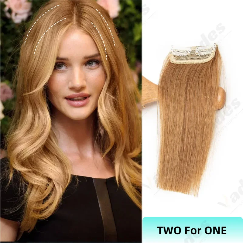

Natural Human Hair Clip in Extensions Invisible & Seamless Add Top/Side Volume for Women Use Short Hair 10-30cm Hairpiece