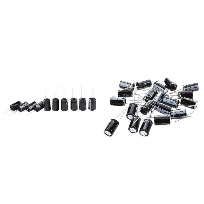 30 Pcs 1000UF 105C Radial Electrolytic Capacitors Black, 20 Pcs 10 X 17Mm & 10 Pcs 13 X 20Mm