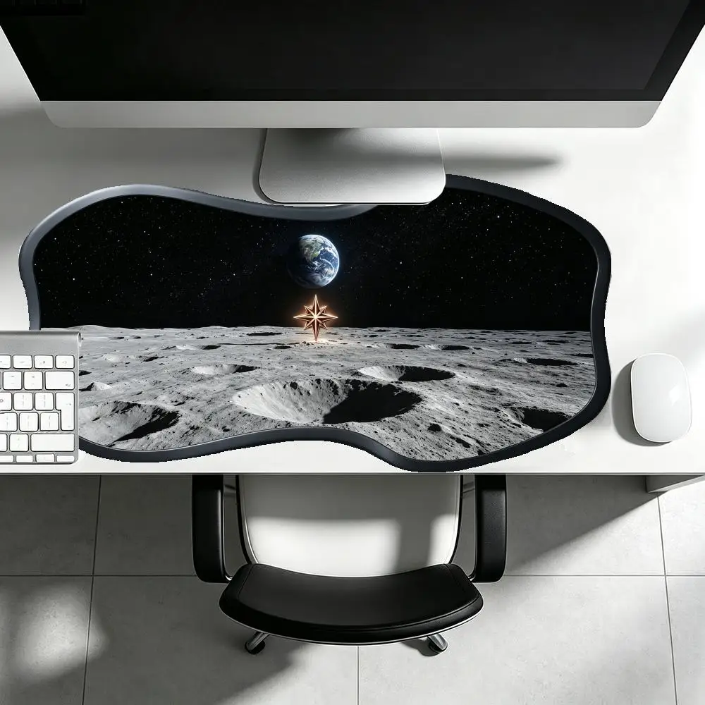 Moon Base Lunar Landscape Mousepad Smooth Cloth Surface Precision Tracking Creative Special Shaped Space Fans