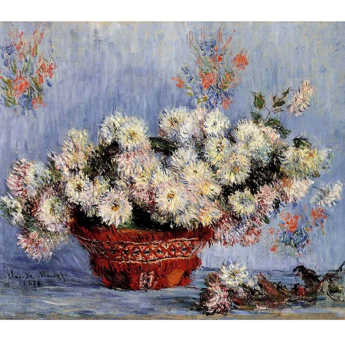 

Hand painted flower oil painting,Chrysanthemums by Claude Monet,Famous painting reproduction,House decoration picture,Wall art