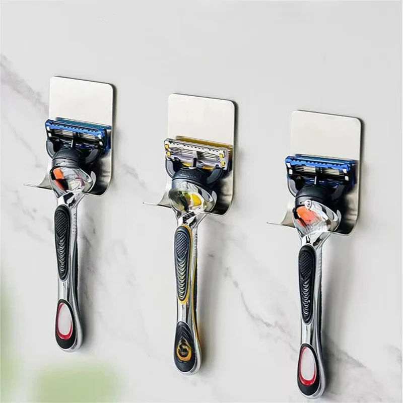 1pc Stainless Steel Razor Hook Wall Adhesive Shaving Shaver Shelf Storage Holder for Bathroom Kitchen Organizer