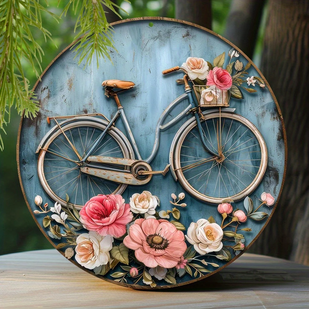 Round Metal Aluminum Sign Art Painting Wreath Decorative Plates Entrance Decor Gift Mask Theme For Bar Club Home Room Wall Decor