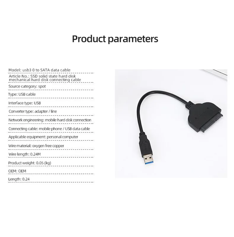 Kabel SATA Adapter Sata 3 do 3.0 Usb do 6 Gbps obsługuje złącza dysku twardego 2.5-Cal zewnętrzny dysk SSD HDD 22 Pin kabel Sata III