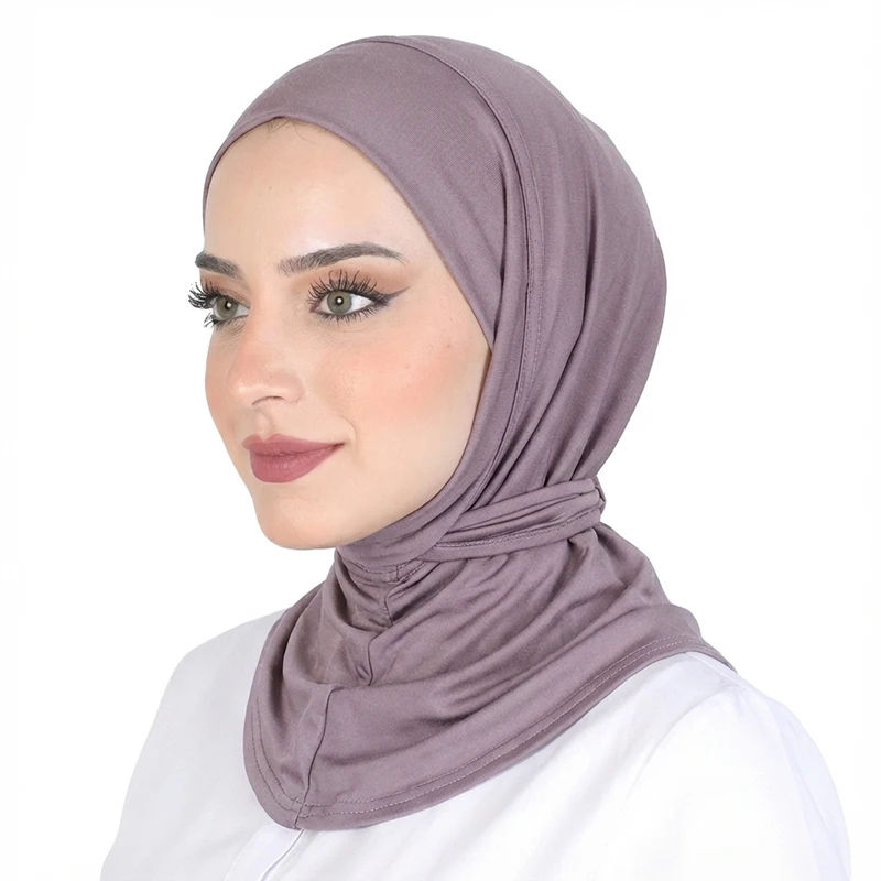 

New Woman Stylish Elastic Solid Color Muslim Hijab Islam Bonnet Femme Musulman Sports Cap Convenient Hijabs Instant Scarf Turban