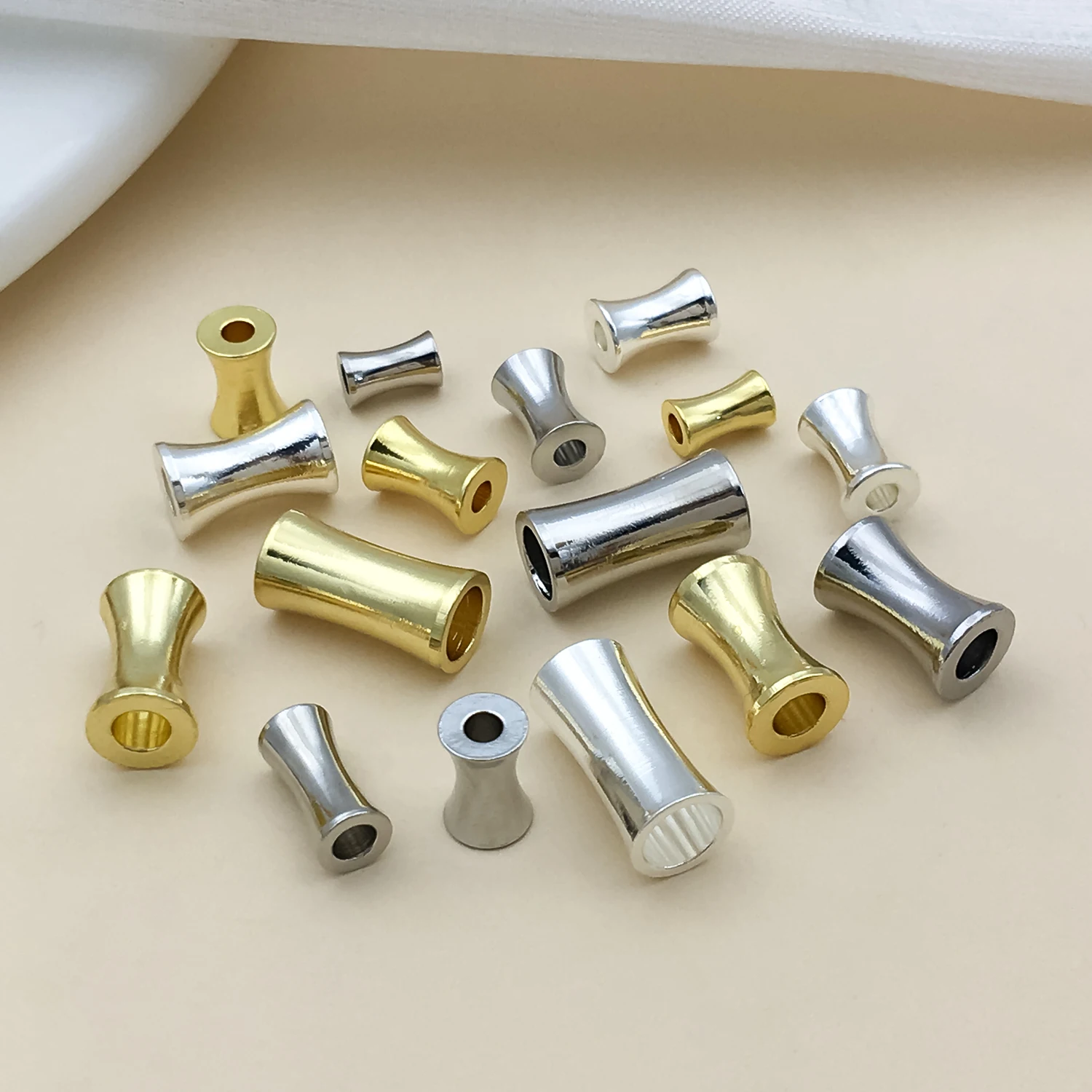 20pcs/lot 5-10mm 18K Gold Color Plated Brass Cylindrical Bamboo Joint Tube Beads Spacer Beads DIY Jewelry Making Accessories