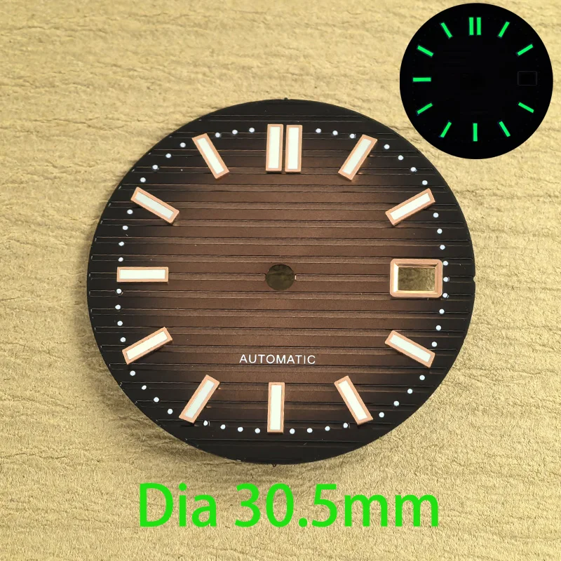 Mod NH35 dial 30.5mm Nautilus dial green luminous Watch dial Suitable for NH35 movement watch accessories Watch repair tool