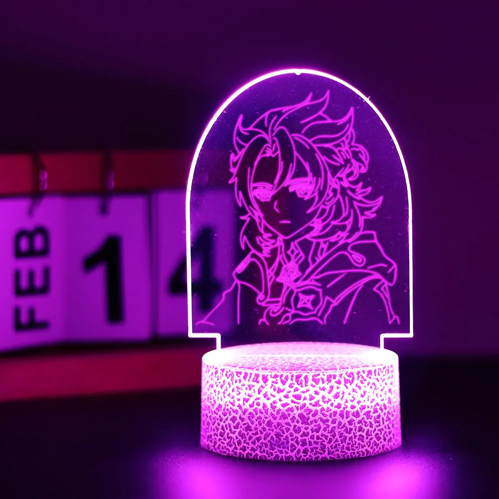 Genshin Impact Albedo 3D Touch LED Night Light สําหรับตกแต่งห้องเกมเด็กชายหญิงของขวัญวันเกิด