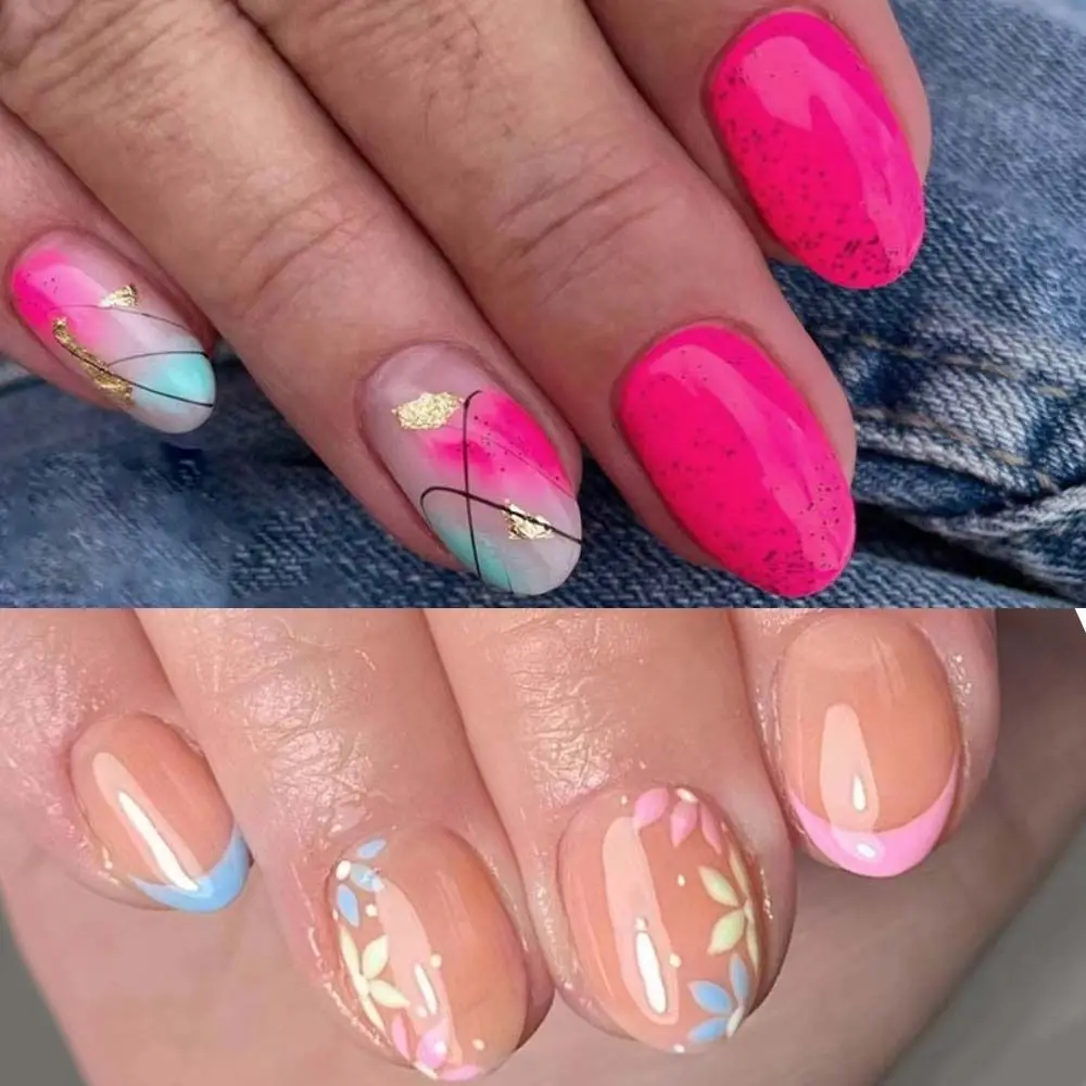 Odpinane Długie Owalne Sztuczne Paznokcie Francuski Manicure Czarny Brzeg Sztuczne Paznokcie Pełne Pokrycie Brokatowe Końcówki do Paznokci do Salonu