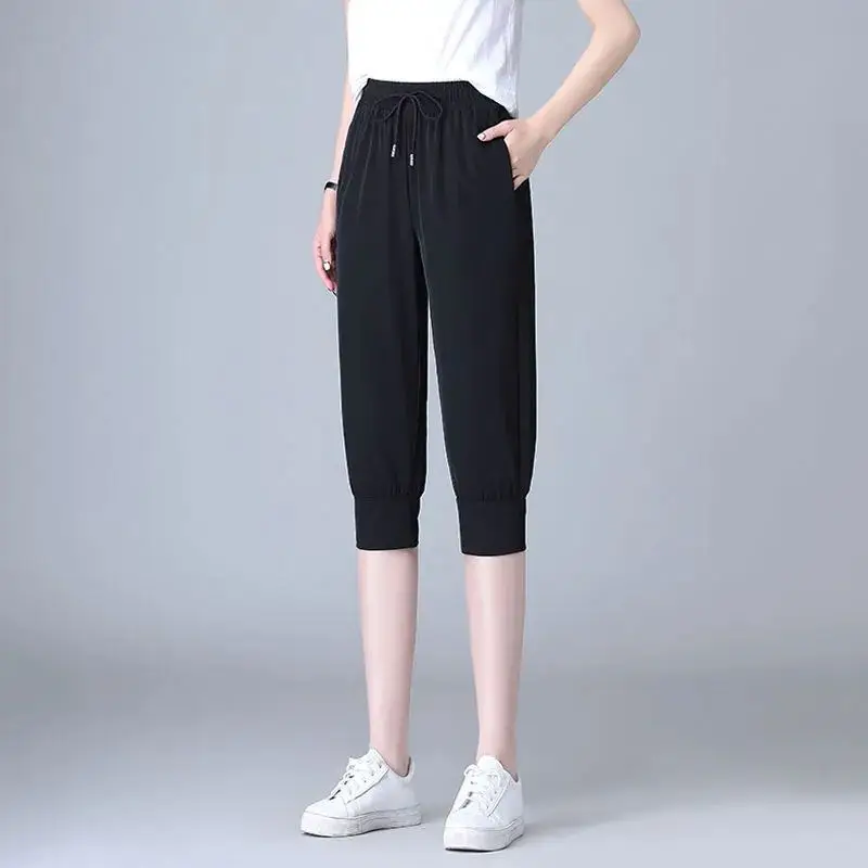 Women's Summer Thin Ice Silk Seven-Foot Pants Quick-Drying Nine-Foot Sports Trousers Casual Loose Fit Fashionable