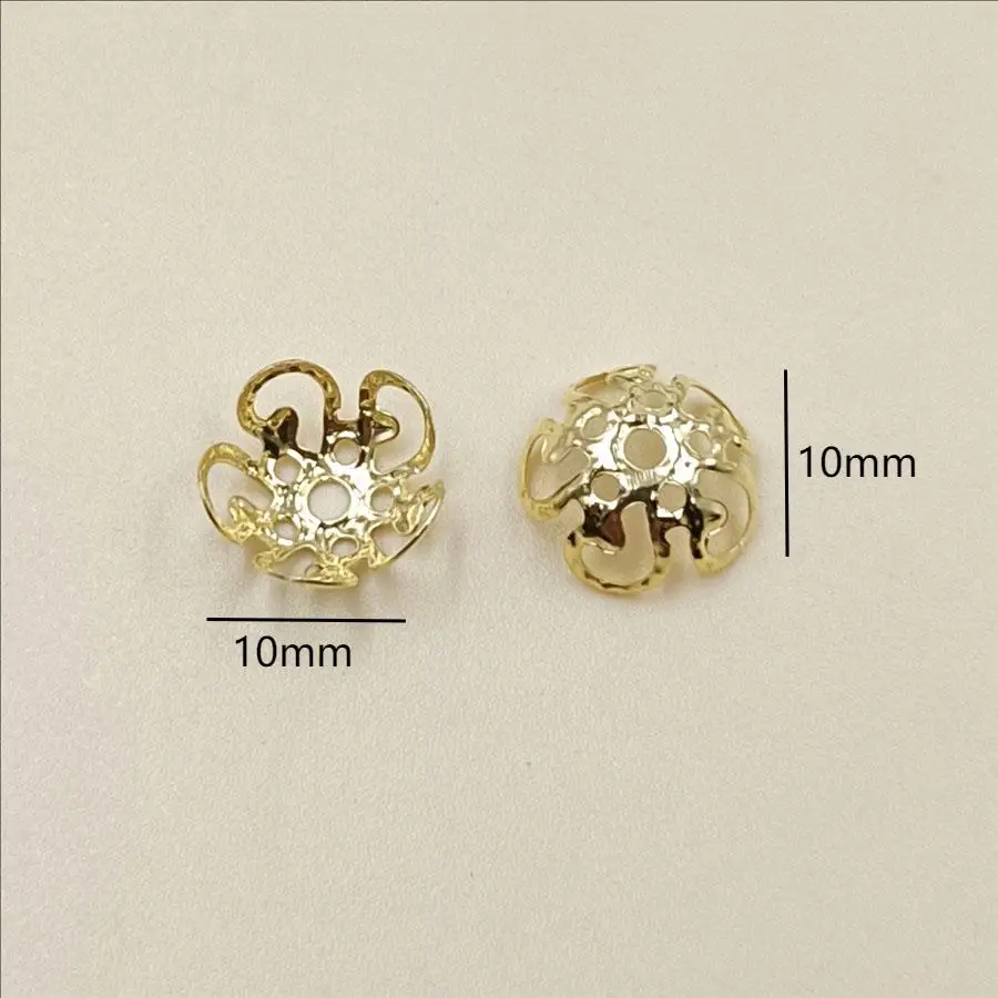 200pcs/bag Golden Slivery Alloy Hollow Flower End Beads Caps DIY For Jewelry Making Findings Wholesale