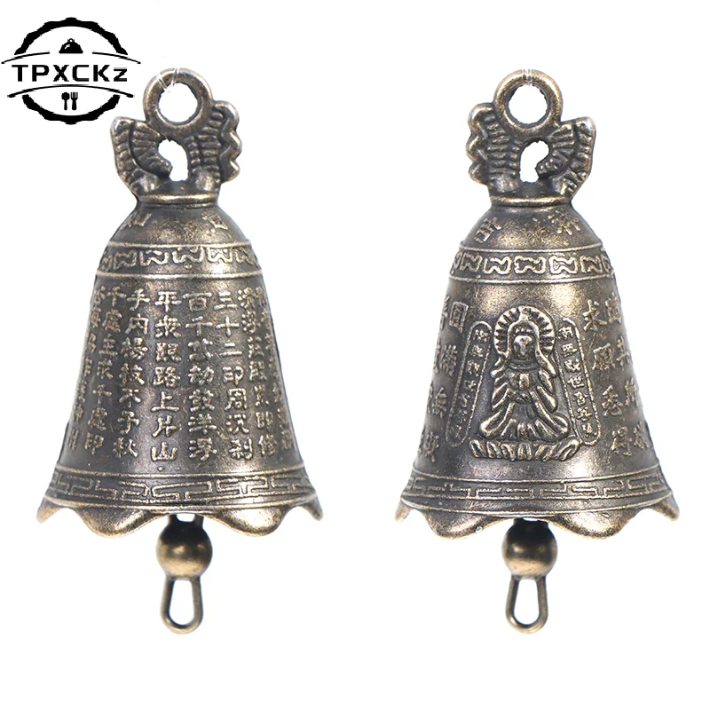  2pcs Antique Bell China's mini Brass Copper sculpture pray Guanyin Bell