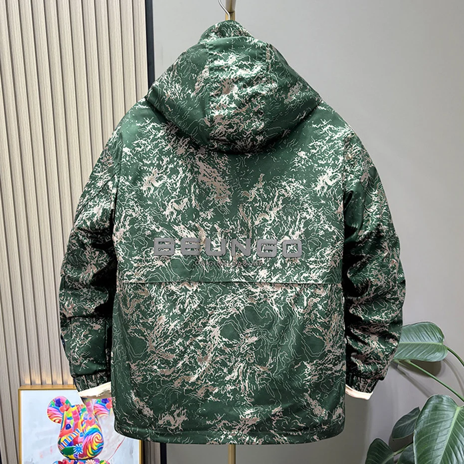 سترة شتوية سميكة للرجال 11XL مقاس كبير سترات مموهة موضة غير رسمية معطف شحن دافئ ملابس خارجية خارجية للرجال مقاس كبير